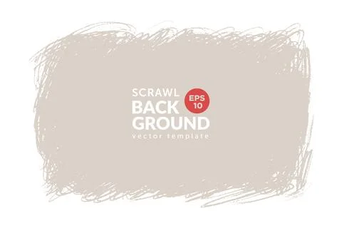 Vector big hand drawn brush stroke with scrawls, stain for backdrop. Monoch.. Stock Illustration