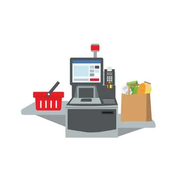 Vector big paper shopping bag full of grocery standing Ilustração Stock