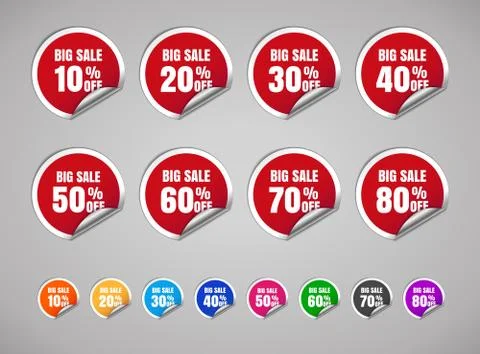 Vector Big sale persent off circle price tag badge sticker Stock Illustration