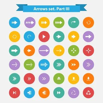 Vector Big set arrows in flat style Vector Big set arrows on a color circl... Stock Photos