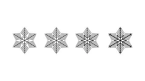 Vector big set of black Snowflakes design element on white background. Different Stock Illustration