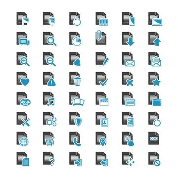 Vector big set Document File blue and black icons Vector big set Document ... Stock Photos