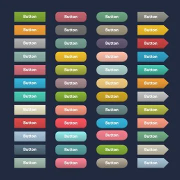 Vector big set web colorful matte buttons Illustrazione stock