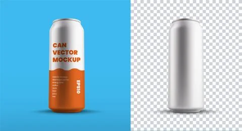 Vector big tin can template for drink or water, isolated on background, set o Stock Illustration