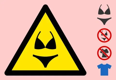 Vector Bikini Warning Triangle Sign Icon Illustrazione stock