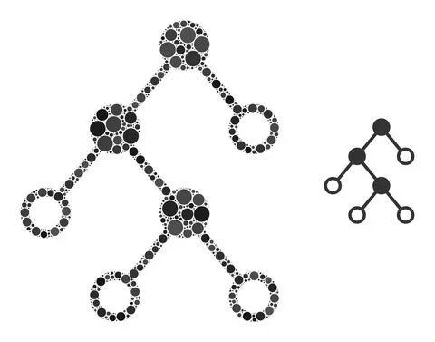 Vector Binary Chart Nodes Collage of Dots Stock Illustration