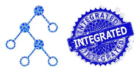 Vector Binary Chart Nodes Composition of Dots with Textured Integrated Seal Stock Illustration