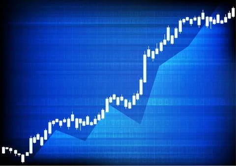 Vector : Binary code and business graph on blue background Stock Illustration