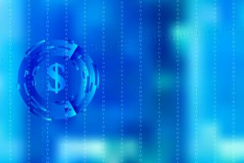 Vector  with binary code and dollar symbol in bright blue color イラスト素材
