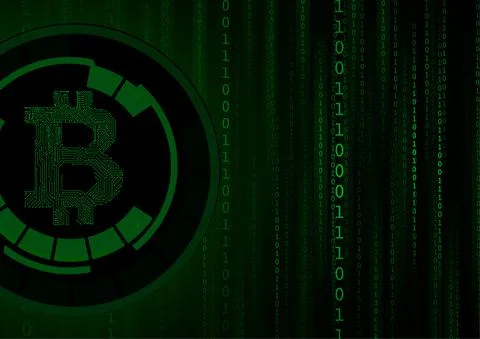 Vector : Binary code and electronic circuit inside bitcoin logo Illustrazione stock