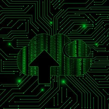 Vector : Binary code in cloud with electronic circuit Stockillustratie