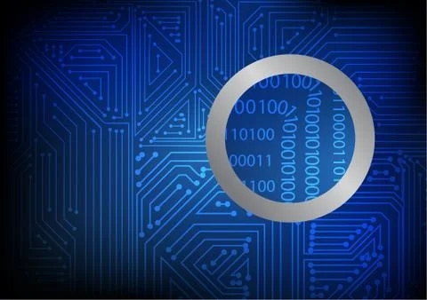 Vector : Binary code in electronic circuit board Stock Illustration