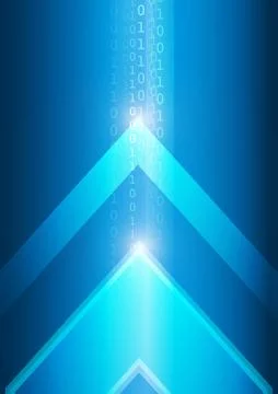 Vector : Binary number and abstract arrow on blue background Stock Illustration