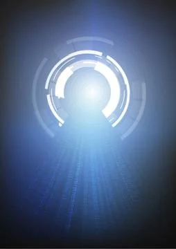 Vector : Binary number on blue technology background Stock Illustration