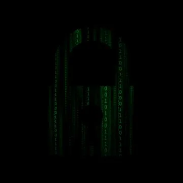 Vector : Binary number in lock on black background Stock Illustration