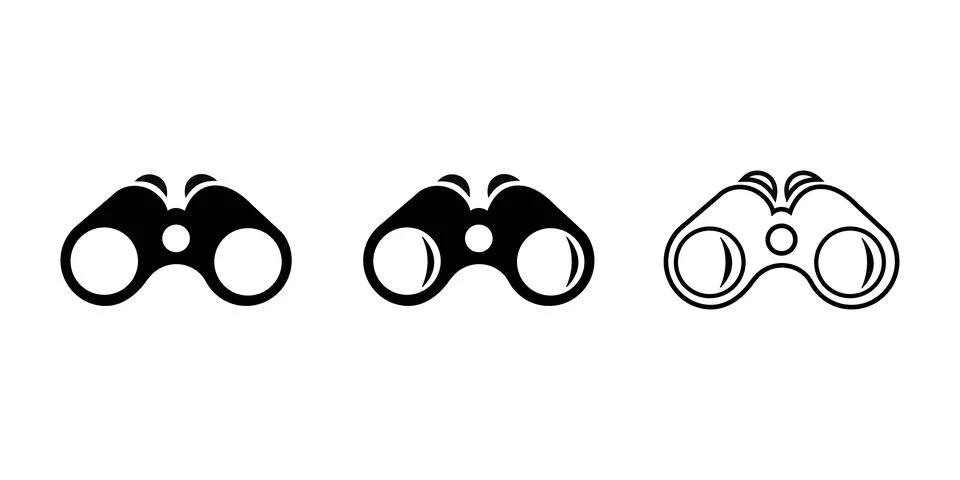 Vector Binocular Icon Symbol Set Stock Illustration