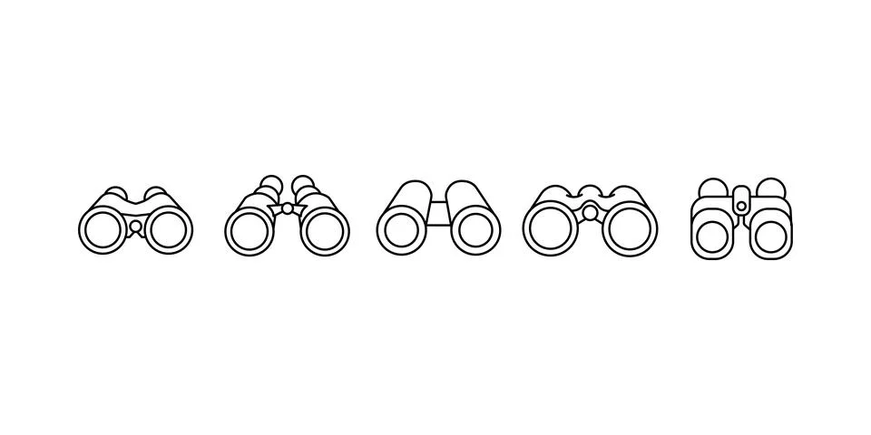 Vector Binocular Icon Symbol Set. Illustration of binoculars icon on white .. Stock Illustration