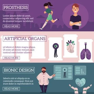 Vector bionic organs infographic posters set Illustrazione stock