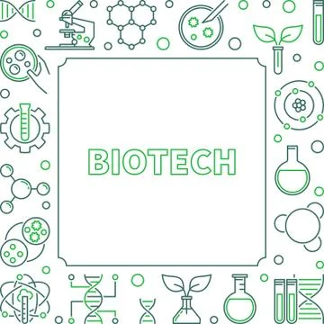 Vector Biotech concept square outline frame or illustration Stock Illustration