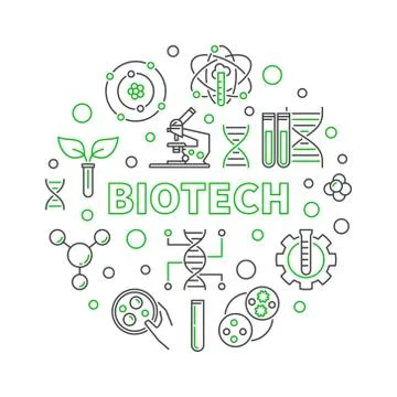 Vector Biotech science creative round outline illustration Stock Illustration