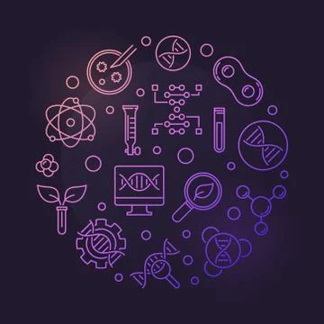 Vector Biotechnology colorful round linear illustration イラスト素材