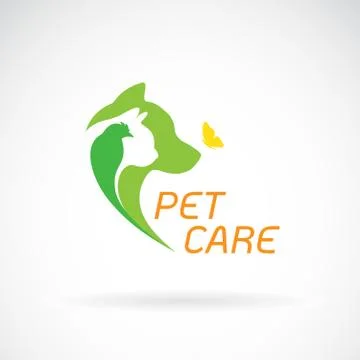 Vector of bird, cat, dog and butterfly on white background. Pet Care. Banners 스톡 일러스트