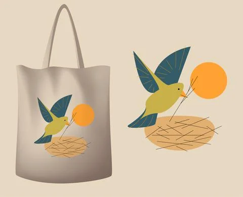 Vector bird in flat style . Editable illustration Stock Illustration