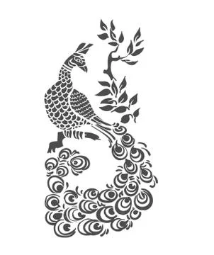 Vector bird peacock pattern peacock isolated clip art 스톡 일러스트
