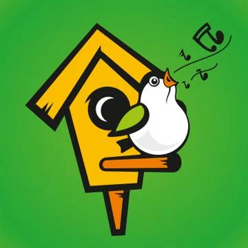 Vector birdhouse on a green background Stock Illustration