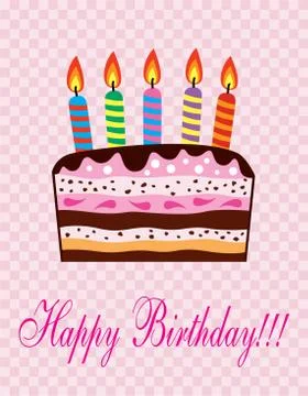 Vector birthday cake with candles Stock Illustration