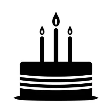 Vector birthday cake icon on white background Stock Illustration