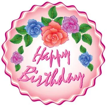 Vector birthday cake with roses Stock Illustration