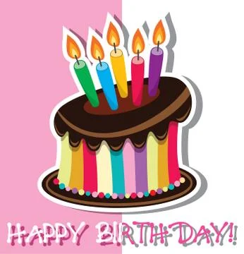 Vector birthday chocolate cake Stock Illustration