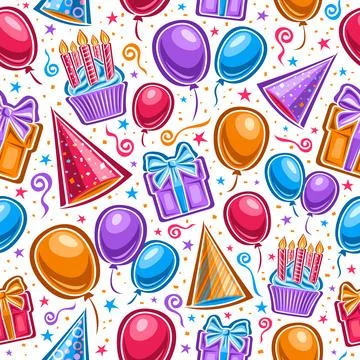 Vector Birthday Seamless Pattern Stock Illustration