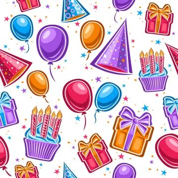 Vector Birthday Seamless Pattern Stock Illustration