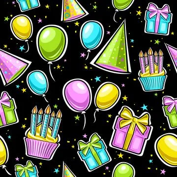 Vector Birthday Seamless Pattern Stock Illustration