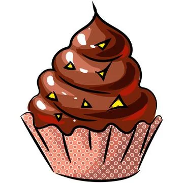 Vector biscuit cupcake with chocolate cream icon Stock Illustration