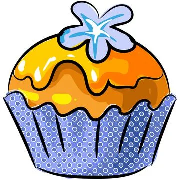 Vector biscuit cupcake with vanilla caramel icing icon Stock Illustration