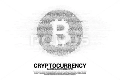Vector Bit coin symbol with one and zero binary code digit matrix style. Stock Illustration
