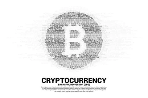 Vector Bit coin symbol with one and zero binary code digit matrix style. Stock Illustration