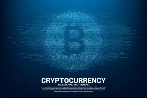 Vector Bit coin symbol with one and zero binary code digit matrix style. Stock Illustration