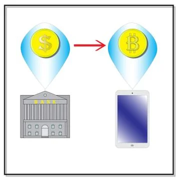 Vector Bitcoin and Bank Design Illustrazione stock