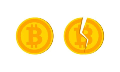Vector bitcoin and destroyed logo and icon design elements. Vector EPS 10 Stock Illustration
