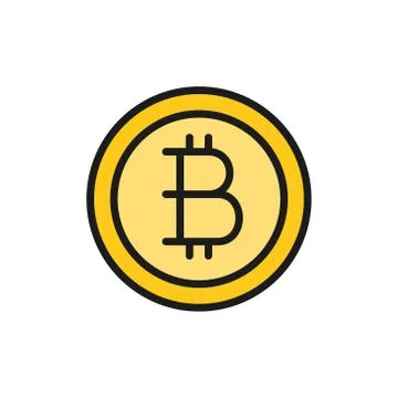 Vector bitcoin coin, cryptocurrency flat color icon. イラスト素材