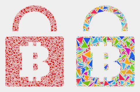 Vector Bitcoin Lock Mosaic Icon of Triangle Items Stock Illustration