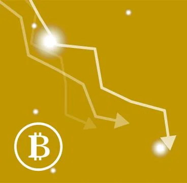 Vector bitcoin market crash graph on orabge background. Bitcoin hype concept  스톡 일러스트