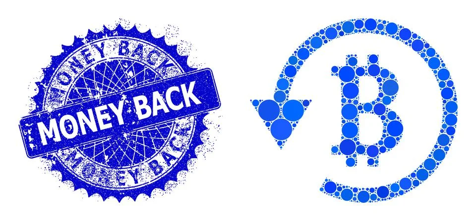 Vector Bitcoin Refund Composition of Dots with Distress Money Back Seal Stockillustratie