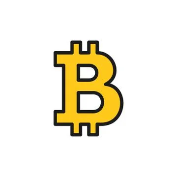 Vector bitcoin sign, cryptocurrency flat color icon. 스톡 일러스트