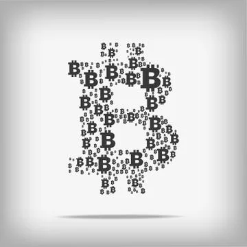 Vector : Bitcoin symbol on gray background Illustrazione stock