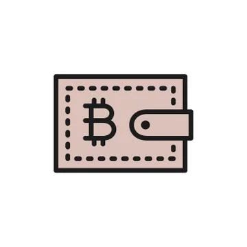 Vector bitcoin wallet, cryptocurrency flat color icon. Stock Illustration